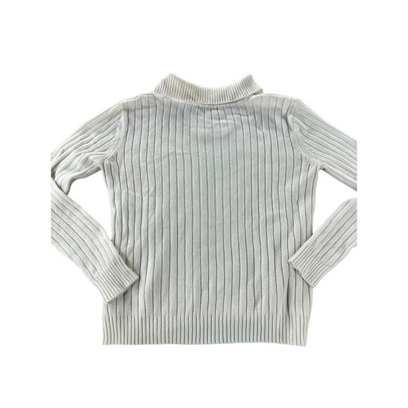 Cream Wide Ribbed Knit Collared Pullover Knit Sweater Women's Size Small* - Picture 2 of 6